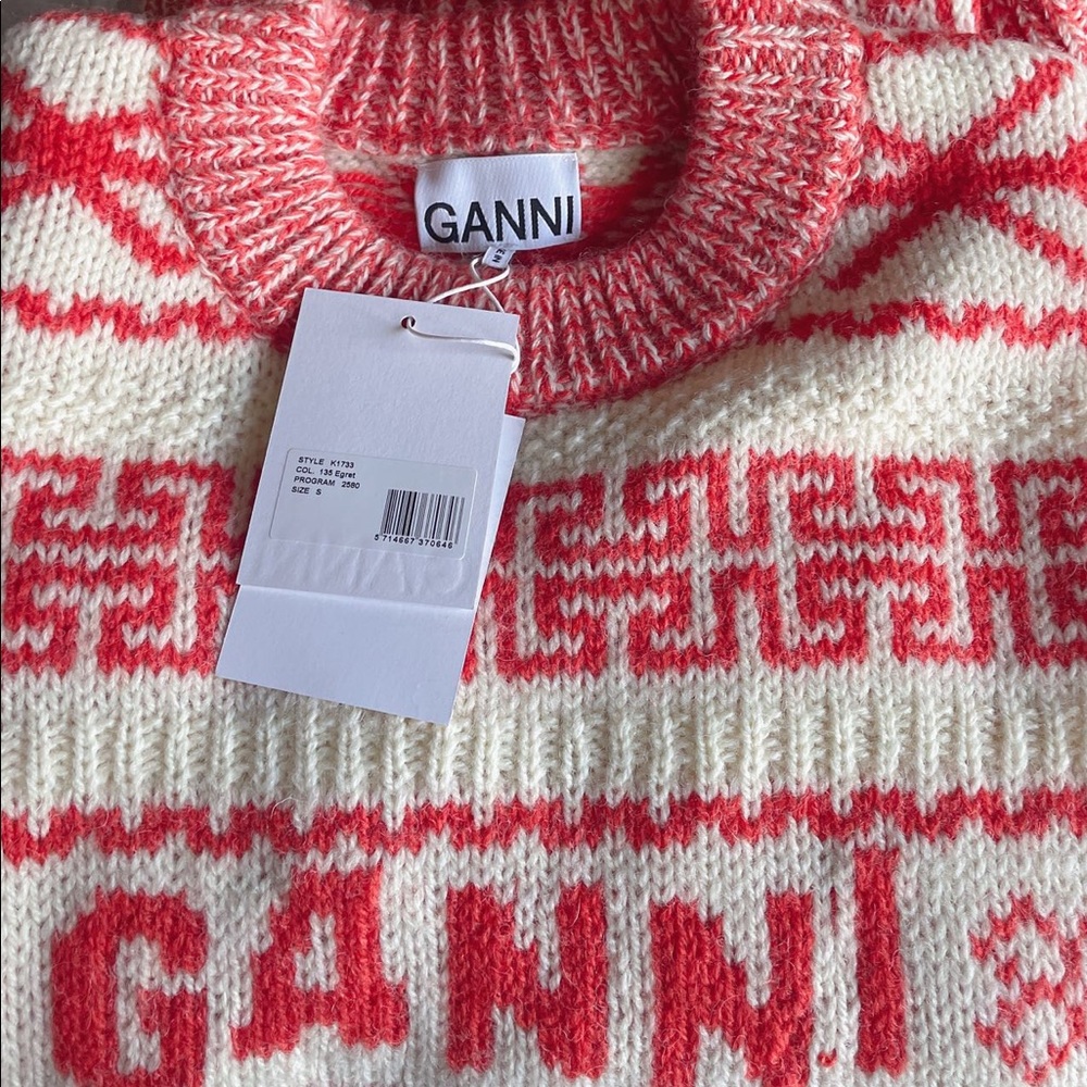 Ganni Egret Wool Pullover Sweater - Picture 8 of 9